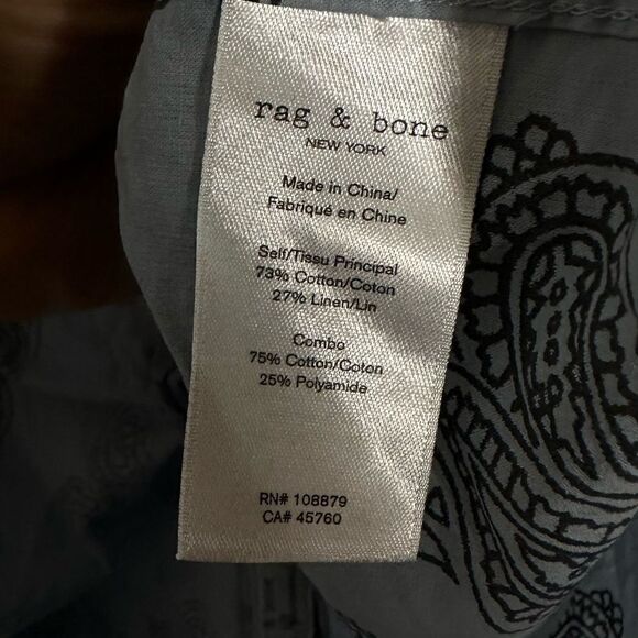 Rag & Bone Linen Blend Paisley Print Smith Short Sleeve Button Down Shirt sz XL - Picture 7 of 8